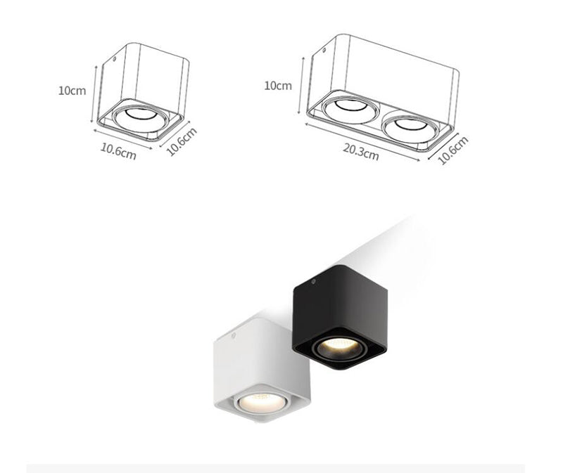 Square Surface Mounted Downlight Led Spotlight Aisle Living Room Without Main Light Adjustable Spotlight