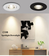 COB AC85-265V LED downlight 5W 9W 12W Warm White 3000k Pure White 6000k Spot Lights Indoorled downlight