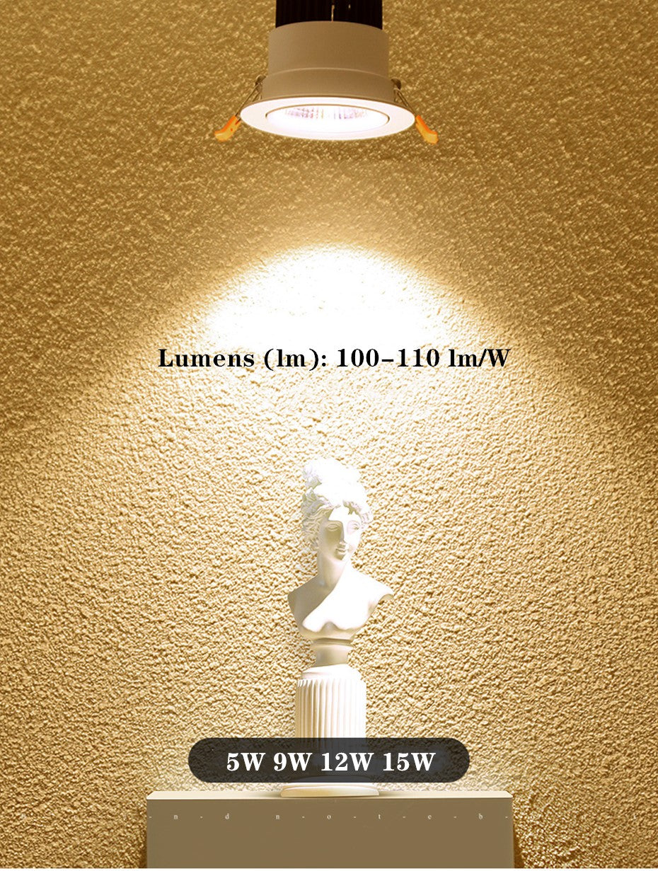 COB AC85-265V LED downlight 5W 9W 12W Warm White 3000k Pure White 6000k Spot Lights Indoorled downlight