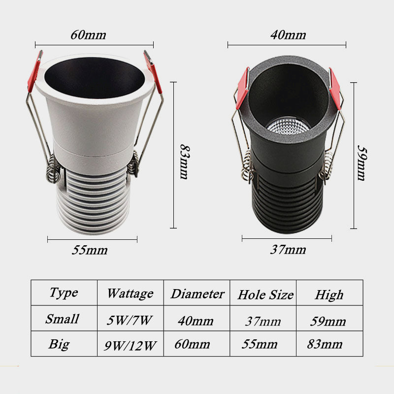 LED downlight dimmable ac110-240V 5W 7w 9W 12W embedded LED ceiling light anti-glare indoor lighting ceiling bulb
