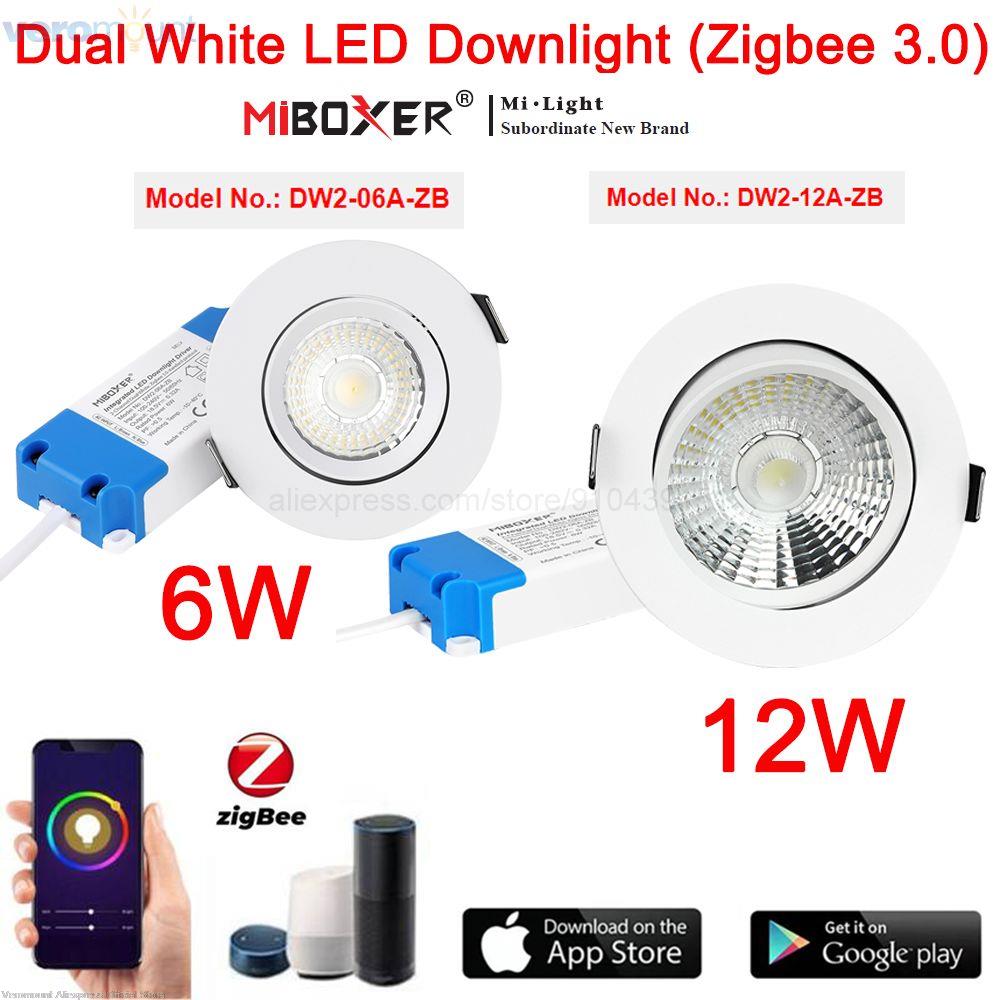 Miboxer Zigbee 3.0 Dual White LED Downlight DW2-06A-ZB 6W / DW2-12A-ZB 12W Round Ceiling Light AC100~240V LED Panel lamp