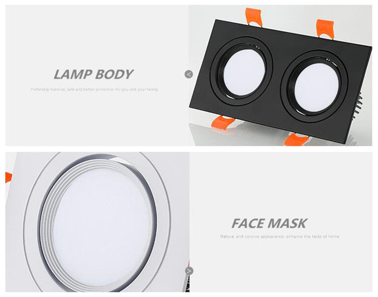 Dimmable Square Recessed COB LED Downlights 7W 9W 12W 18W 24W LED Ceiling Lamps AC85-265V LED Ceiling Spotlights Indoor Lighting