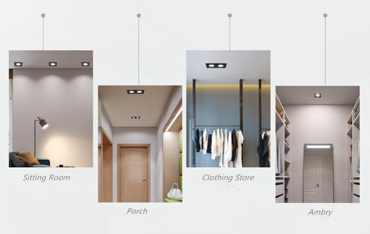 Dimmable Square Recessed COB LED Downlights 7W 9W 12W 18W 24W LED Ceiling Lamps AC85-265V LED Ceiling Spotlights Indoor Lighting