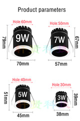 Mini Led Spot Downlights Recessed COB Dimmable Ceiling Light For Home Cabinet Showbox Hole Size 30mm