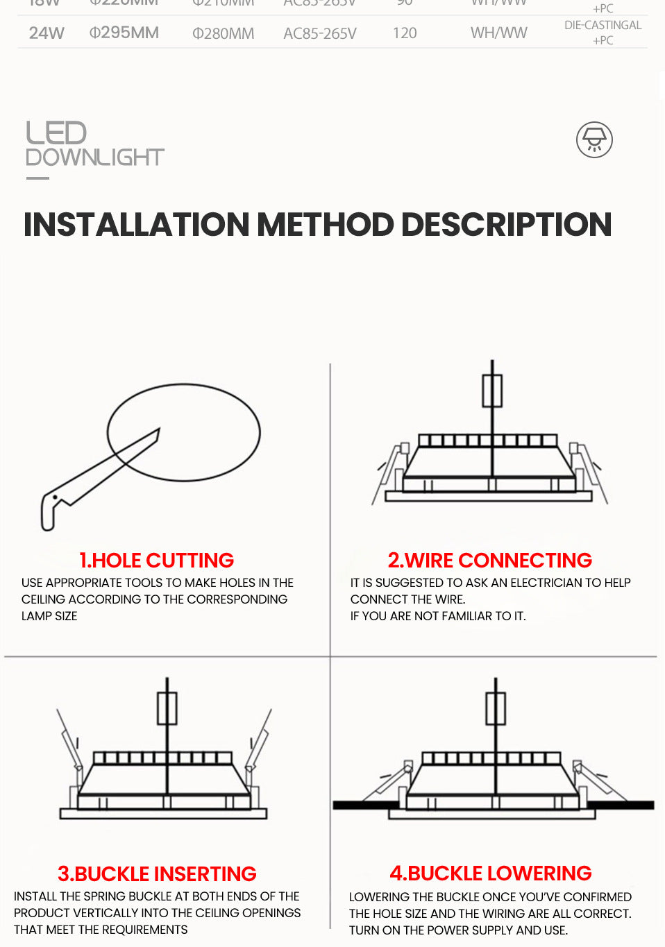 Ultra Thin LED Downlights 3W 6W 9W 12W 15W 18W 24W Round Ceiling Recessed Panel Lights AC85-265V Lamps For Living Room