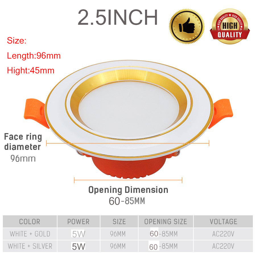 3 Color Dimmable LED Downlight 5W Recessed Ceiling Lamp 16 Pcs AC 85-220V Recessed Indoor Spot Lamp for Living Room Bar Office