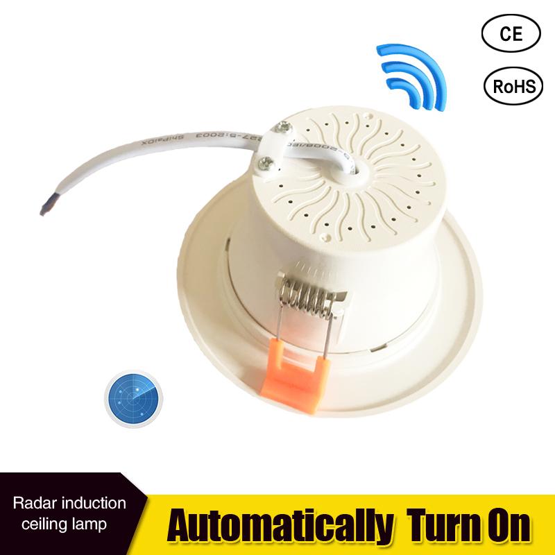 Radar Motion Sensor LED Downlight 5W 7W Recessed Ceiling Lamp 110V/220V Led Bulb for living room hotel Indoor Spotlight