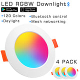 LED Downlights Spot Recessed 8W 15W 20W Wireless Bluetooth Compatible Dimmable Smart Ceiling Lamp RGB Color Changing APP Control