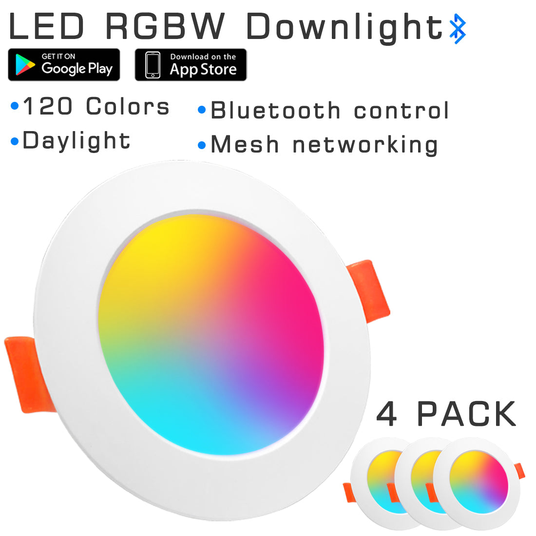 LED Downlights Spot Recessed 8W 15W 20W Wireless Bluetooth Compatible Dimmable Smart Ceiling Lamp RGB Color Changing APP Control