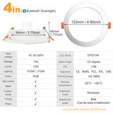 LED Downlights Spot Recessed 8W 15W 20W Wireless Bluetooth Compatible Dimmable Smart Ceiling Lamp RGB Color Changing APP Control