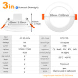 LED Downlights Spot Recessed 8W 15W 20W Wireless Bluetooth Compatible Dimmable Smart Ceiling Lamp RGB Color Changing APP Control