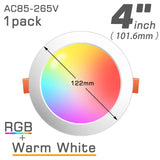LED Downlights Spot Recessed 8W 15W 20W Wireless Bluetooth Compatible Dimmable Smart Ceiling Lamp RGB Color Changing APP Control
