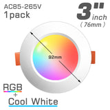 LED Downlights Spot Recessed 8W 15W 20W Wireless Bluetooth Compatible Dimmable Smart Ceiling Lamp RGB Color Changing APP Control