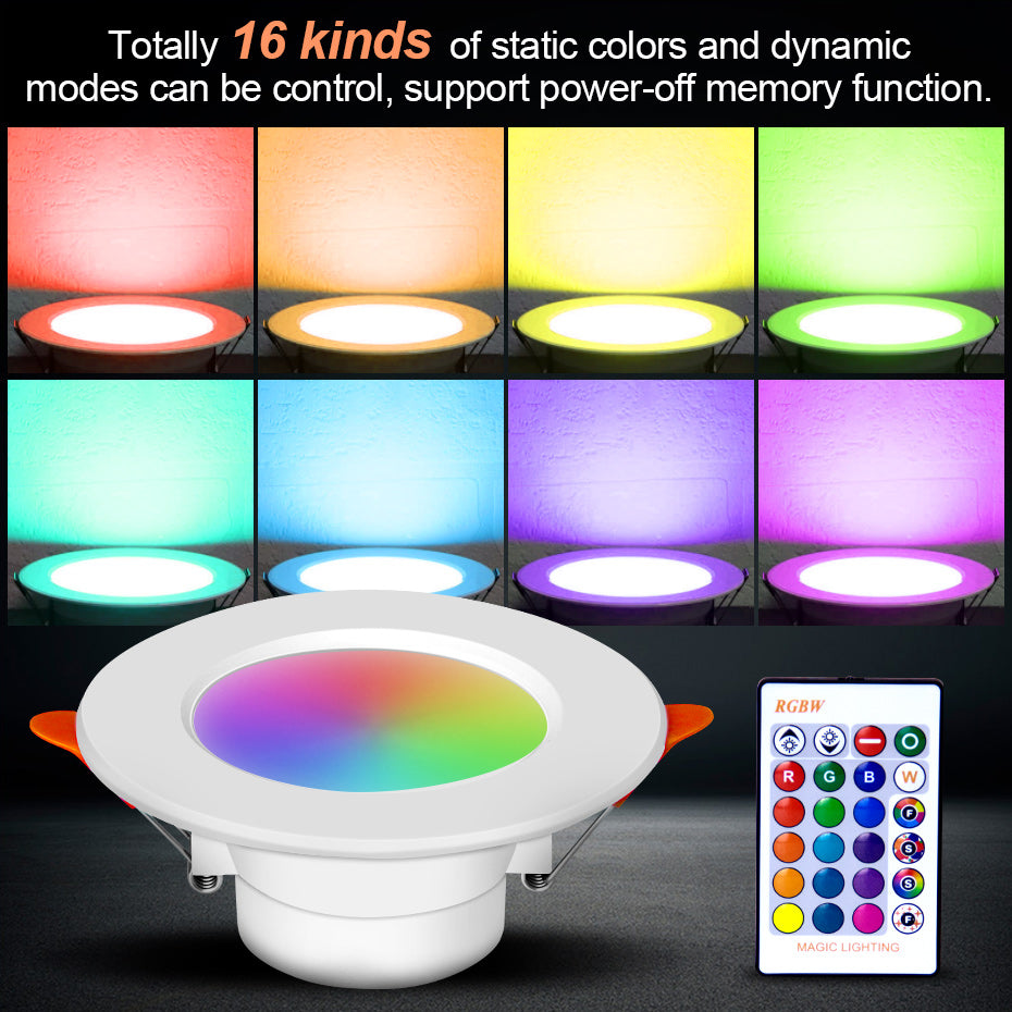 RGB Downlight Led Empotrable 10W 15W With 16 Colors Remote Control Recessed Spot Led Ceiling Lamp Dimmable Indoor Decoration