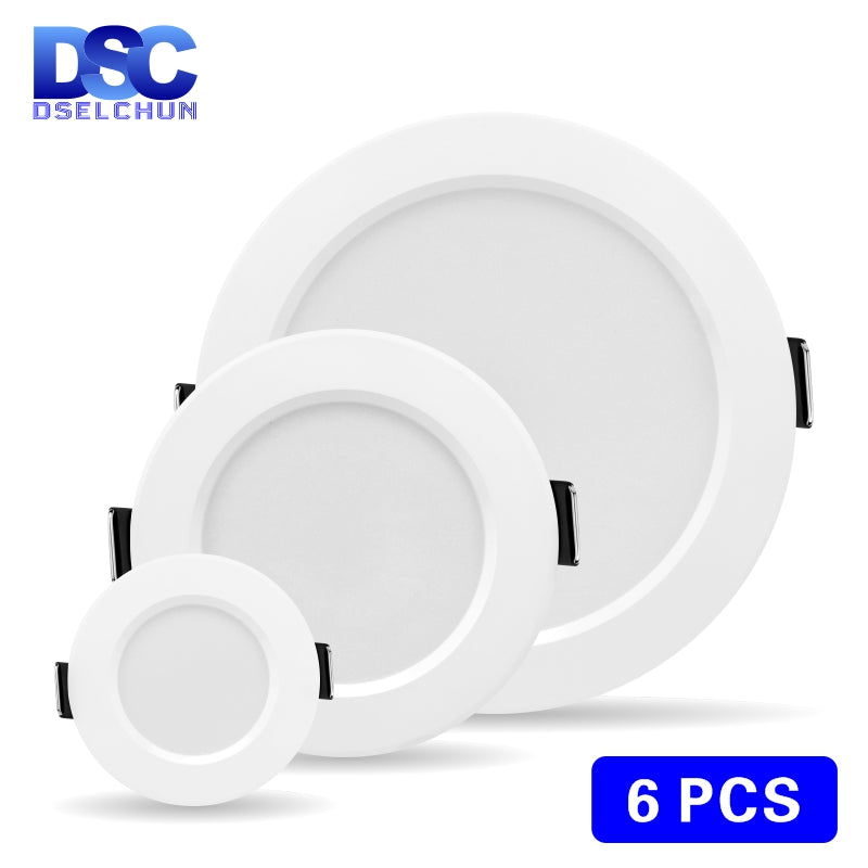 Led Downlight 3W 5W 7W 9W 12W 15W 220V 6pcs/lot Recessed Ceiling Light 3/4/5 inch Round Led Panel Down Light Spotlight Lighting