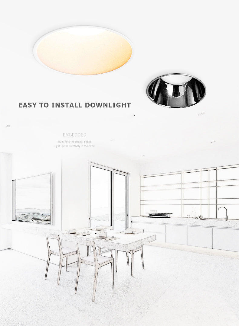 Saiyo LED Borderless Downlight 8W Spot Light Cut Hole 75mm Embedded Anti-glare Trimless Aluminum Recessed Lamp 85-265V For Home