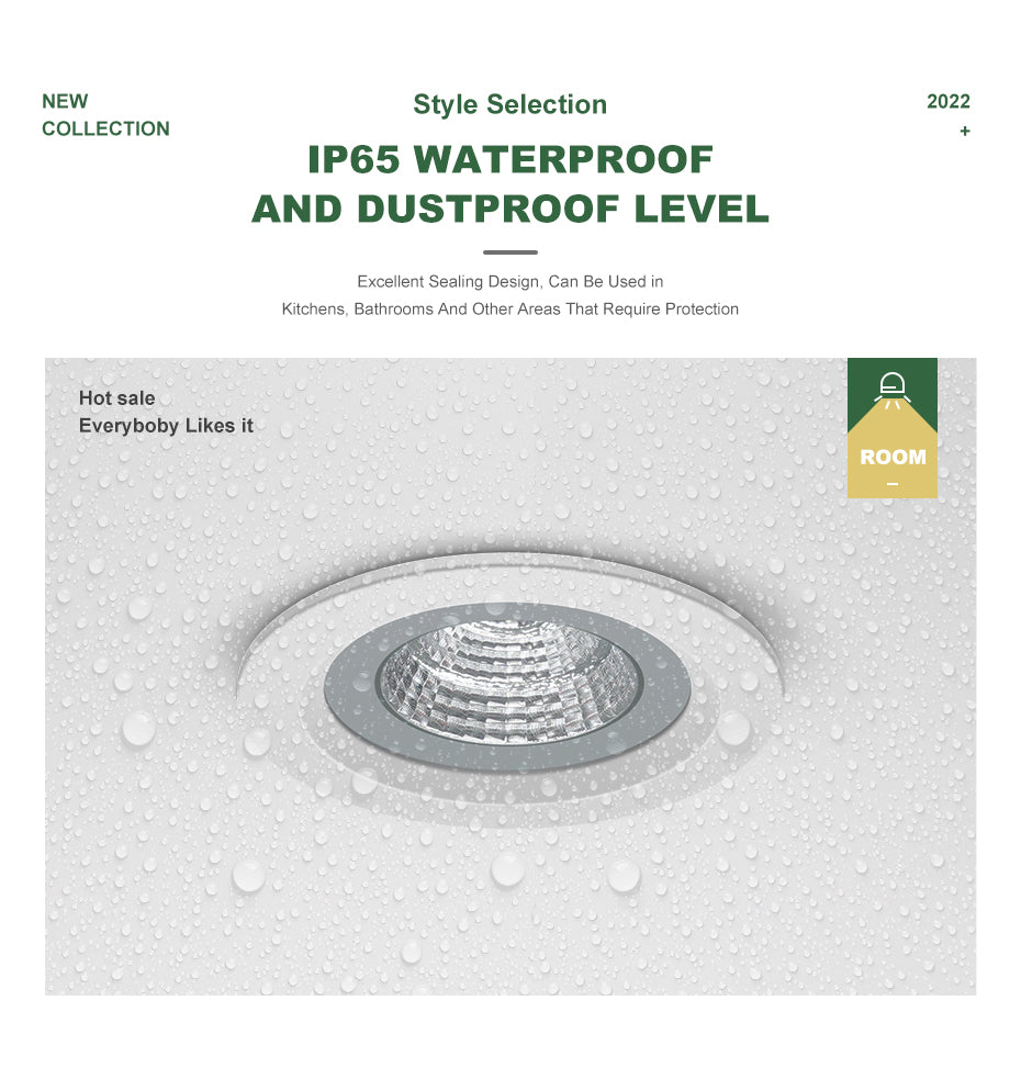 IP65 Waterproof Led Downlight 220V 110V Ceiling Lamp 12W Recessed Down light Round Led Panel Light 15W Spotlight Indoor Lights