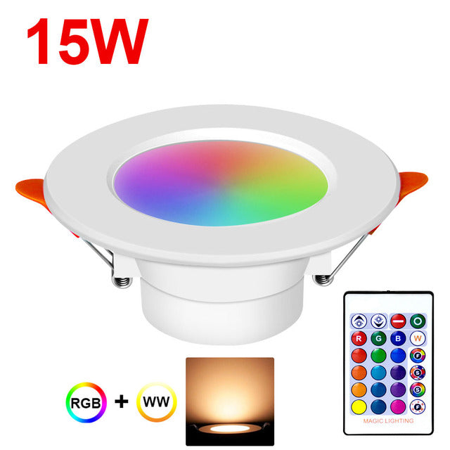 Spot Led Ceiling Lamp RGB 10W 15W Downlight Led Recessed Indoor Lighting 16 Colors Remote Control Plafond Spotlights