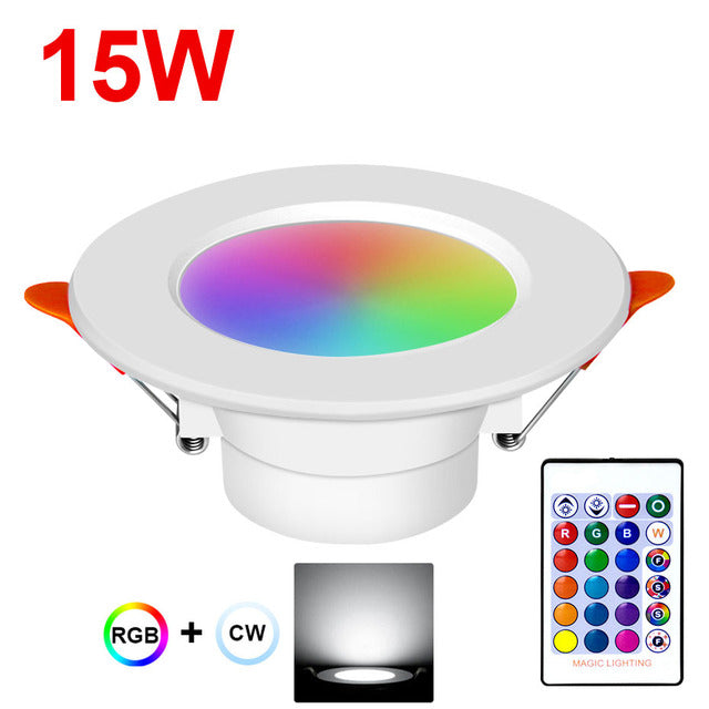 Spot Led Ceiling Lamp RGB 10W 15W Downlight Led Recessed Indoor Lighting 16 Colors Remote Control Plafond Spotlights