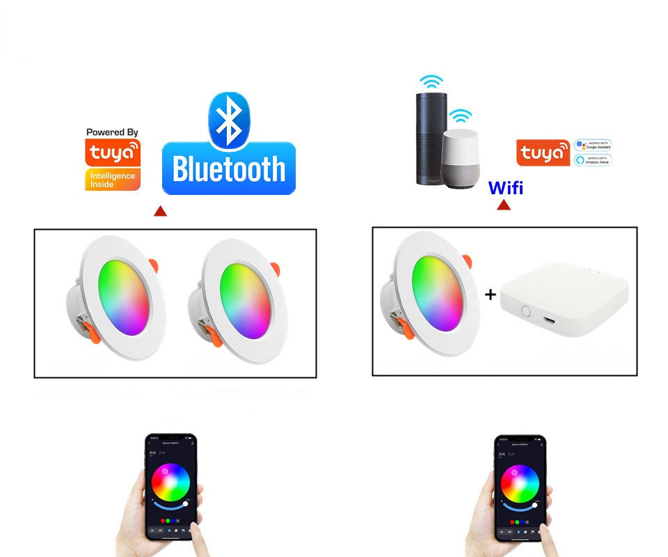 Smart LED Downlight Bluetooth TUYA WiFi Alexa Remote Control Ceiling Lamp RGBCW Color Changing Smart Life Ceiling LED Downlight