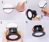 Dimmable recessed LED Downlights Angle Adjustable COB Ceiling Lamp Spot Lights 7w 9w 12w 15w 18w Rotating LED downlight AC85-265V