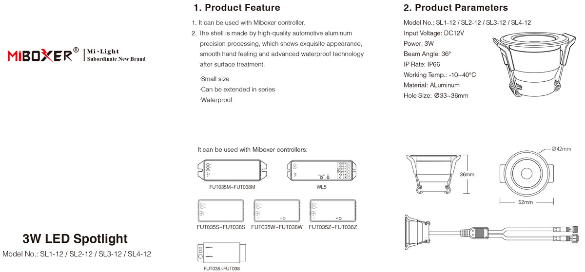 Miboxer 12V 3W Mini Single Color CCT RGB RGBW Dimmable Downlight Cabinet Lamp Wardrobe  Showcase  LED Waterproof Spot Light