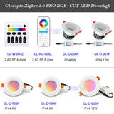 Zigbee 3.0 Pro RGB+CCT 6W 9W 12W LED Downlight IP44 IP54 Ceiling Light Compatible with Tuya APP RF Remote Voice Control