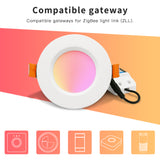Zigbee 3.0 Pro RGB+CCT 6W 9W 12W LED Downlight IP44 IP54 Ceiling Light Compatible with Tuya APP RF Remote Voice Control