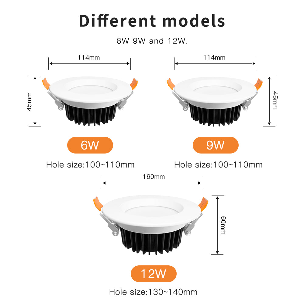 Zigbee 3.0 Pro RGB+CCT 6W 9W 12W LED Downlight IP44 IP54 Ceiling Light Compatible with Tuya APP RF Remote Voice Control