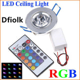 LED Light Bulbs Lamp 3W RGB 16 Colors Spot Light AC85-265V + IR Remote Control RGB LED Ceiling Downlight