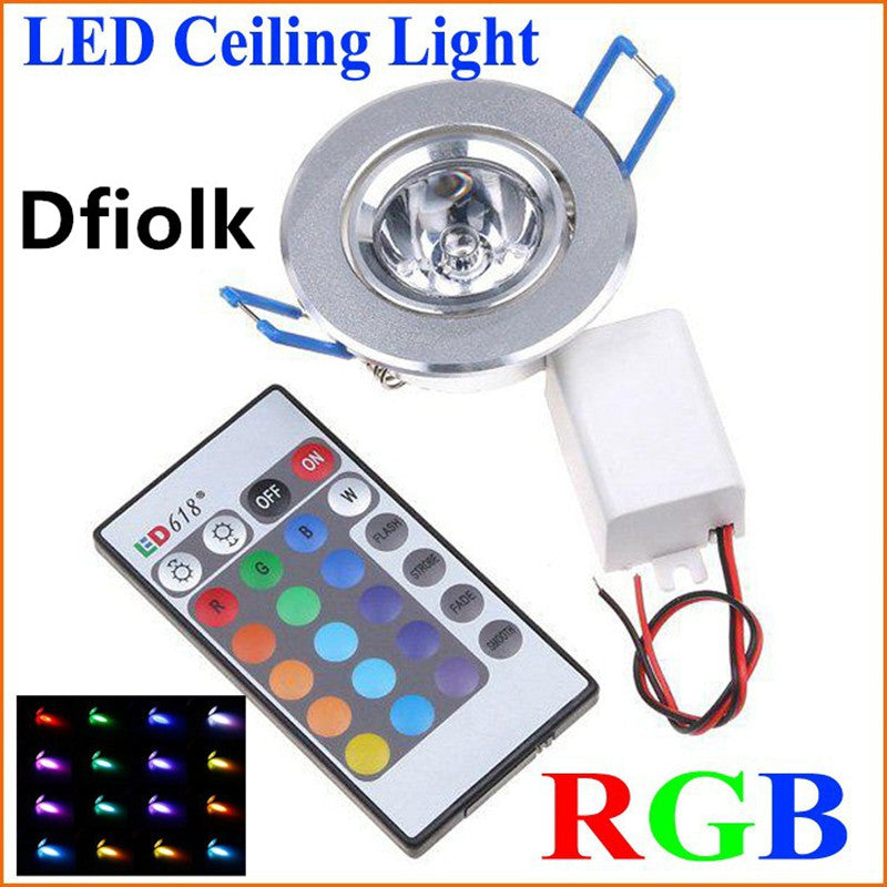 LED Light Bulbs Lamp 3W RGB 16 Colors Spot Light AC85-265V + IR Remote Control RGB LED Ceiling Downlight
