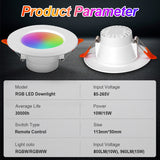 LED Spot Recessed Downlight Remote Control 10W 15W RGB 16 Colors Changing Ceiling Lamp Spotlights Indoor For Living Room Kitchen