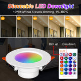 LED Spot Recessed Downlight Remote Control 10W 15W RGB 16 Colors Changing Ceiling Lamp Spotlights Indoor For Living Room Kitchen