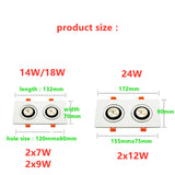 Dimmable 360 Angle Rotatable LED Recessed Downlight Epistar Chip 14W 18W 24W COB Spot Light Ceiling Lamp AC85~265V