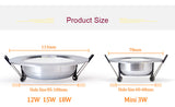 LED Downlight Ceiling silvery 3W 5W 7W 9W 12W 15W 18W Warm white cold white Bright silver led light AC 220V 230V 240V