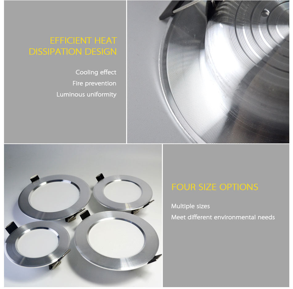 LED Downlight Ceiling silvery 3W 5W 7W 9W 12W 15W 18W Warm white cold white Bright silver led light AC 220V 230V 240V