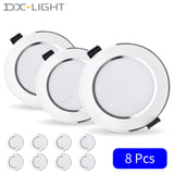 LED Downlight 220V Recessed Ceiling Lamp 5W 9W 12W 15W Tri-color light/white light/warm light 8PCS led Spotlight Indoor lighting