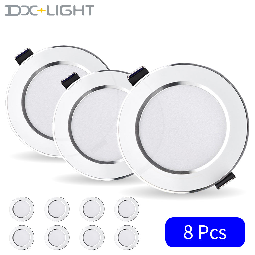 LED Downlight 220V Recessed Ceiling Lamp 5W 9W 12W 15W Tri-color light/white light/warm light 8PCS led Spotlight Indoor lighting