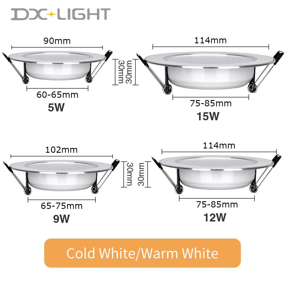 LED Downlight 220V Recessed Ceiling Lamp 5W 9W 12W 15W Tri-color light/white light/warm light 8PCS led Spotlight Indoor lighting