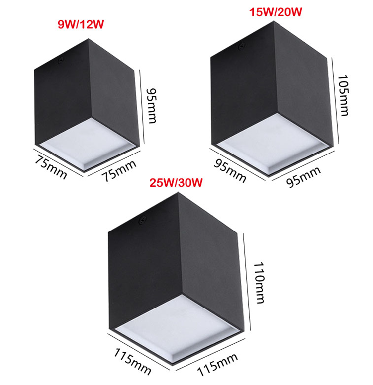 Surface Mounted Quare 9W 12W 15W 20W 30W LED Cube Ceiling Downlight For Room/Corridor/Hallway COB Spot Light Indoor Lighting
