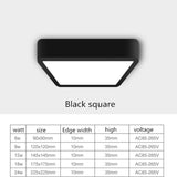 Black LED Panel Light 6W 9w 12W 18W 24w Surface Mounted LED Ceiling Lights AC85-265V Square Round LED Downlight