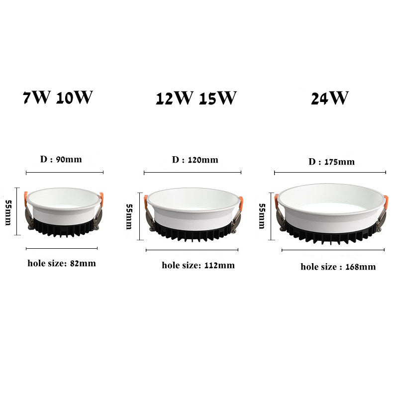 Frameless 3 Light Temperature Anti Glare Recessed Downlight 7W 10W 12W 15W 24W Round LED Ceiling Spot Light Pic Background