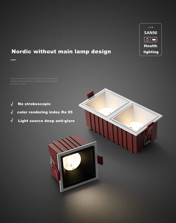 Dimmable 7W12W14W 24W Square Frameless NO Dazzling COB Recessed Downlight LED Ceiling Spot Light for Bedroom Living Room Kitchen