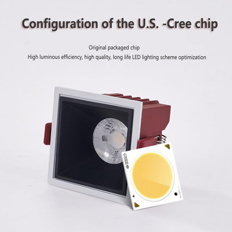 Dimmable 7W12W14W 24W Square Frameless NO Dazzling COB Recessed Downlight LED Ceiling Spot Light for Bedroom Living Room Kitchen