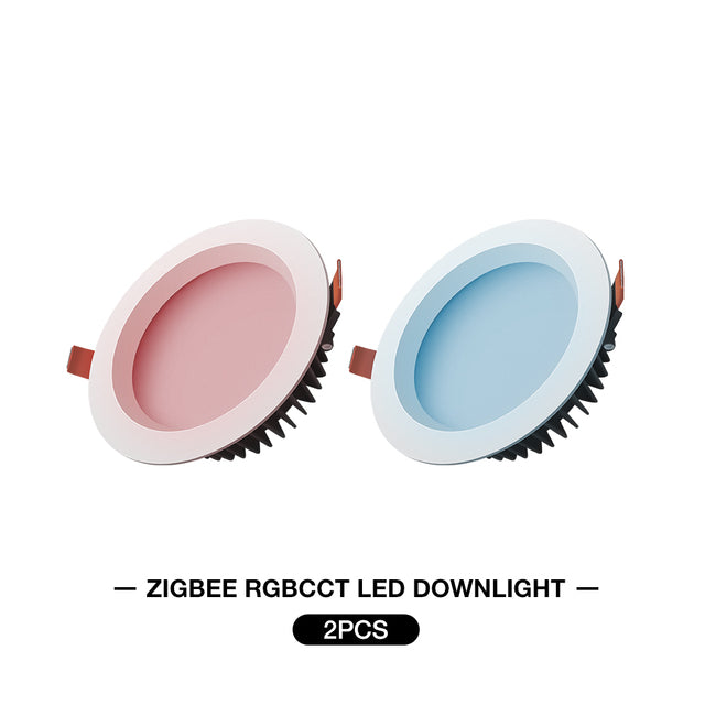 Gledopto 2PCS Zigbee Dimmable LED Recessed Downlight Color Changing Compatible with SmarThings Tuya APP Alexa Voice Control