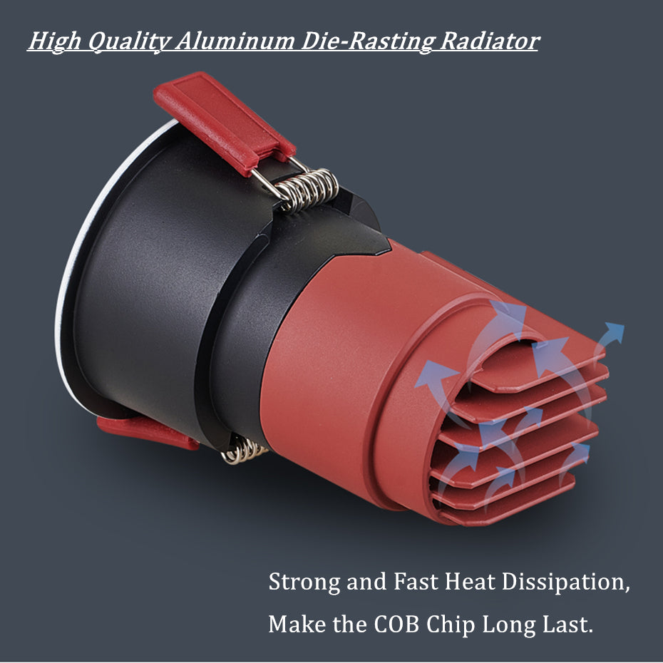 DBF 2021 Anti-Glare Round/Square Ceiling Spot Lights 7W 12W 15W Black Reflector Hotel Wall Washer Embedded Downlights Dimmable