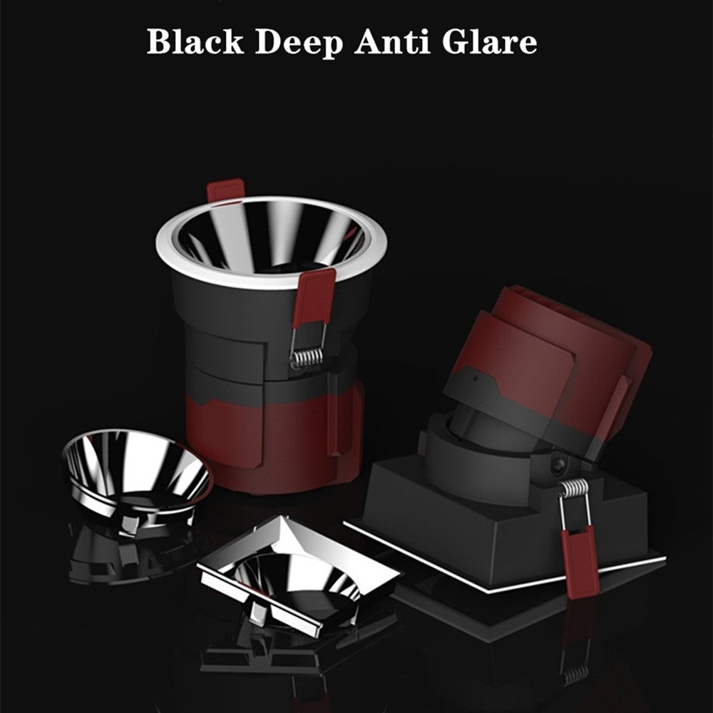 DBF 2021 Anti-Glare Round/Square Ceiling Spot Lights 7W 12W 15W Black Reflector Hotel Wall Washer Embedded Downlights Dimmable