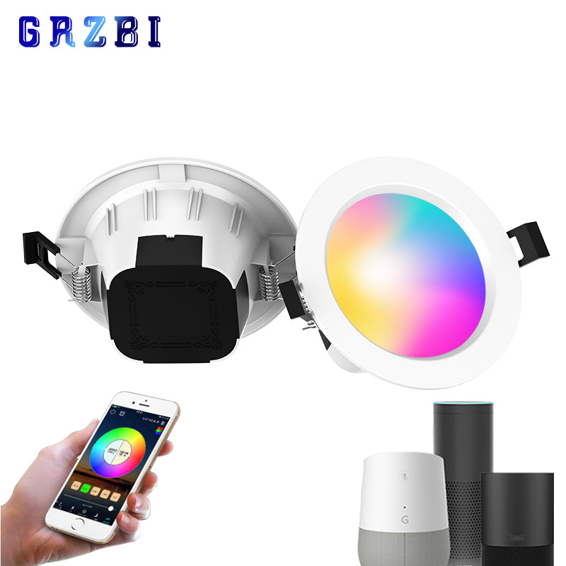 Smart LED Downlight 4 Inch 9W Dimming Bluetooth Round Spot Light 3 Inch 5W RGBCW Recessed Ceiling Light for Alexa and Google