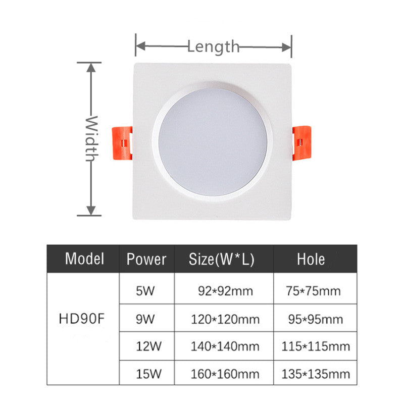 Dimmable SMD Recessed Led Downlight Square 2835 Spotlight 110/220V 18W 24W 30W Ceiling Lamp For Indoor Lighting