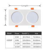 Dimmable SMD Recessed Led Downlight Square 2835 Spotlight 110/220V 18W 24W 30W Ceiling Lamp For Indoor Lighting